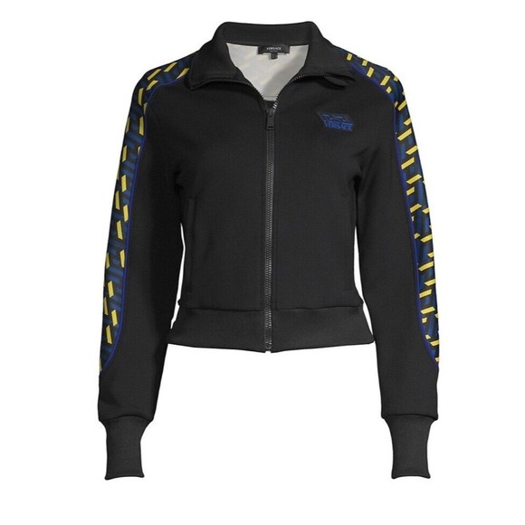 Womens NWT Versace Greca Print Funnel Neck Track Jacket Zip up XSmall sz 1 $895 - Picture 1 of 13